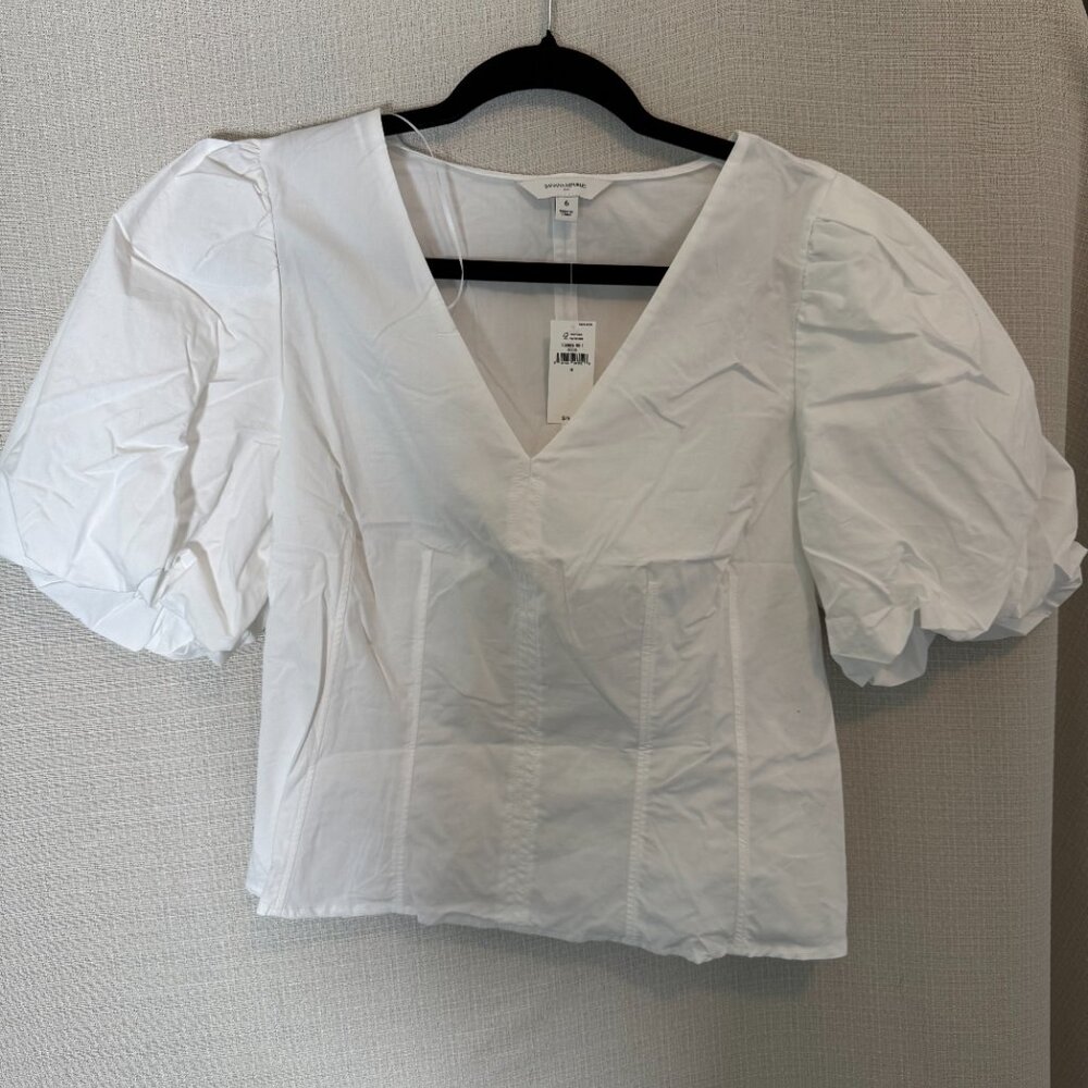 Banana Republic Factory Bubble Sleeve Seamed Poplin Top